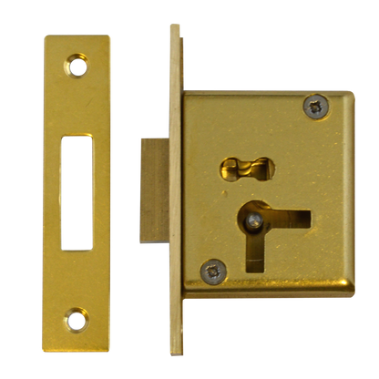 ASEC 15 4 Lever Cut Cupboard Lock 64mm Keyed To Differ Left Handed Pro - Satin Brass