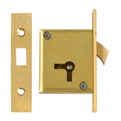 ASEC 85 4 Lever Mortice Cupboard Hooklock 64mm Keyed To Differ Right Handed Pro - Satin Brass
