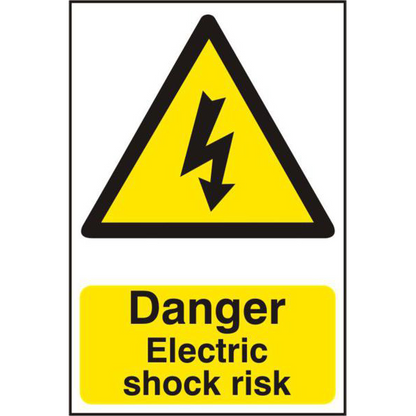 ASEC Danger Electric Shock Risk 200mm x 300mm PVC Self Adhesive Sign