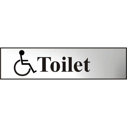 ASEC Disabled Toilet 200mm x 50mm Chrome Self Adhesive Sign