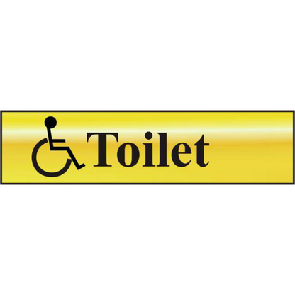 ASEC Disabled Toilet 200mm x 50mm Gold Self Adhesive Sign