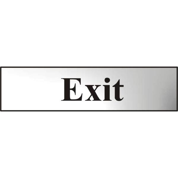 ASEC Exit 200mm x 50mm Chrome Self Adhesive Sign