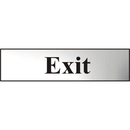 ASEC Exit 200mm x 50mm Chrome Self Adhesive Sign