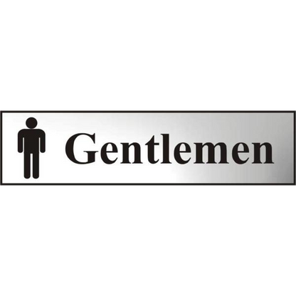 ASEC Gentlemen 200mm x 50mm Chrome Self Adhesive Sign