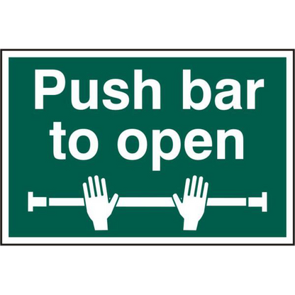 ASEC Push Bar To Open 200mm x 300mm PVC Self Adhesive Sign