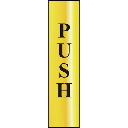 ASEC Push 200mm x 50mm Gold Self Adhesive Sign
