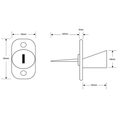 ASEC Twin Flange Fix Furniture Pedestal Lock