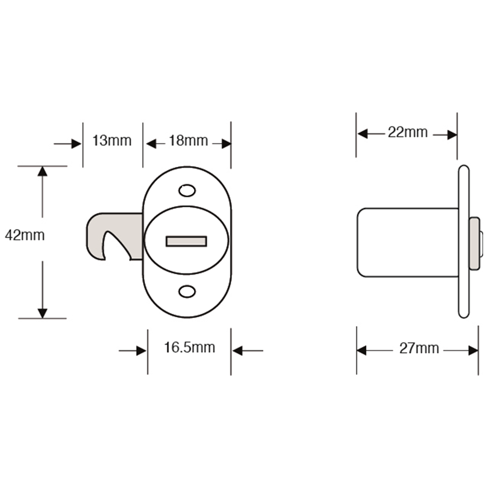 ASEC Twin Flange Fix Furniture Pedestal Hook Cam Lock