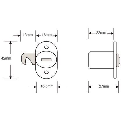 ASEC Twin Flange Fix Furniture Pedestal Hook Cam Lock