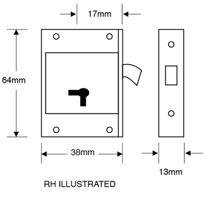 ASEC 80 4 Lever Cut Cupboard Lock