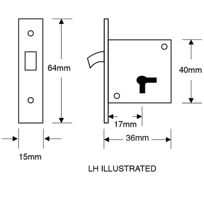 ASEC 85 4 Lever Mortice Cupboard Hooklock