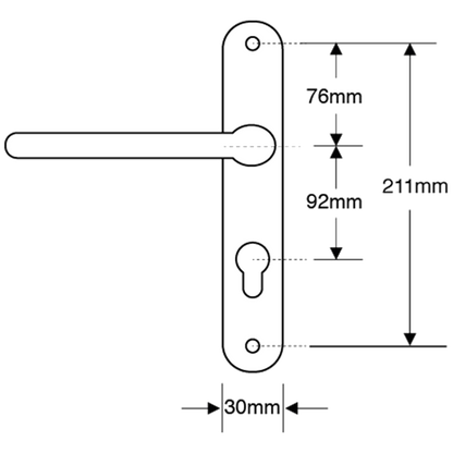 ASEC 92 Lever/Lever UPVC Furniture - 240mm Backplate