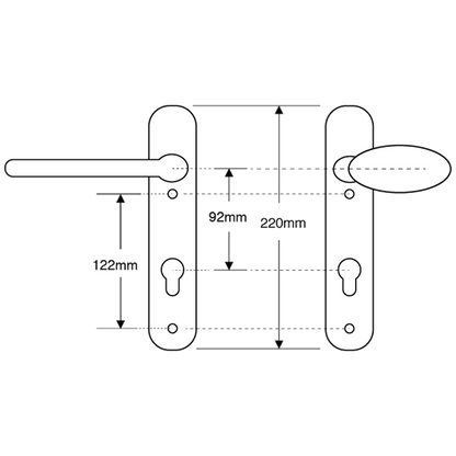 ASEC 92 Lever/Pad UPVC Furniture - 220mm Backplate