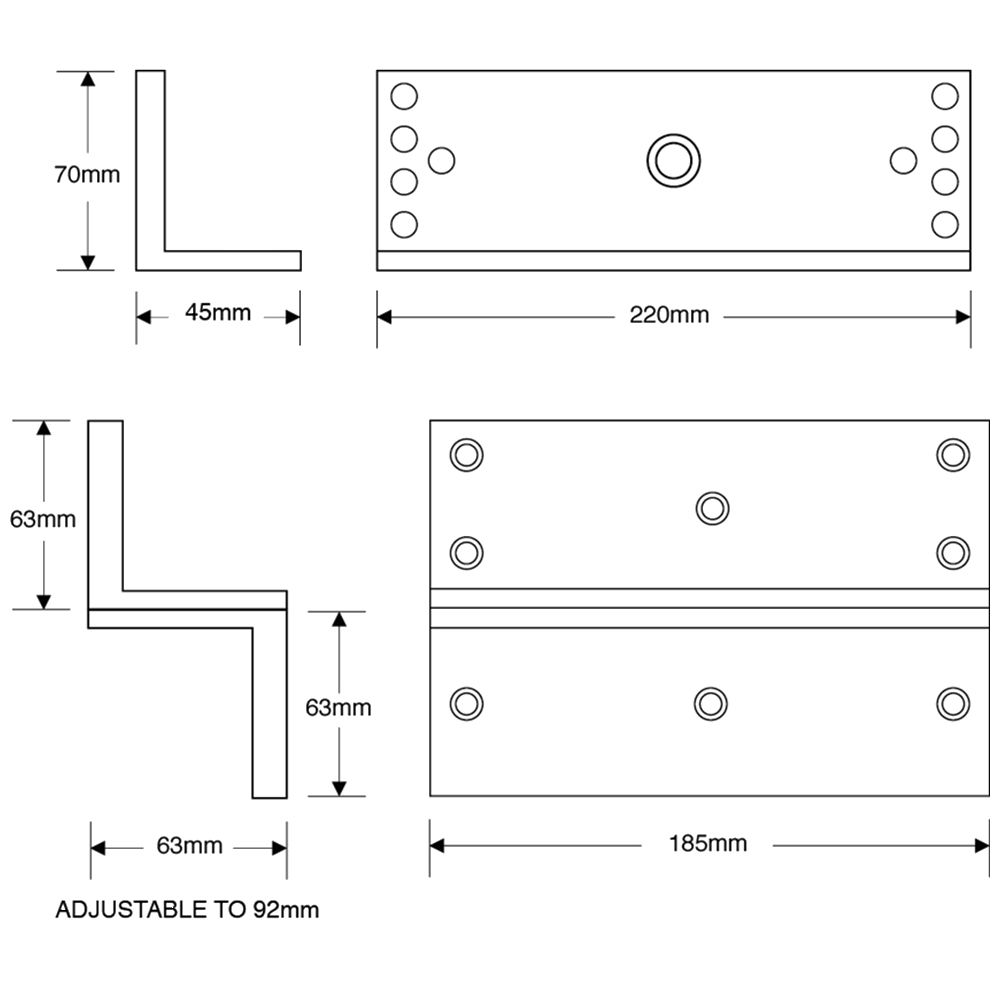 ASEC Z & L Bracket Inward Opening To Suit AS9821