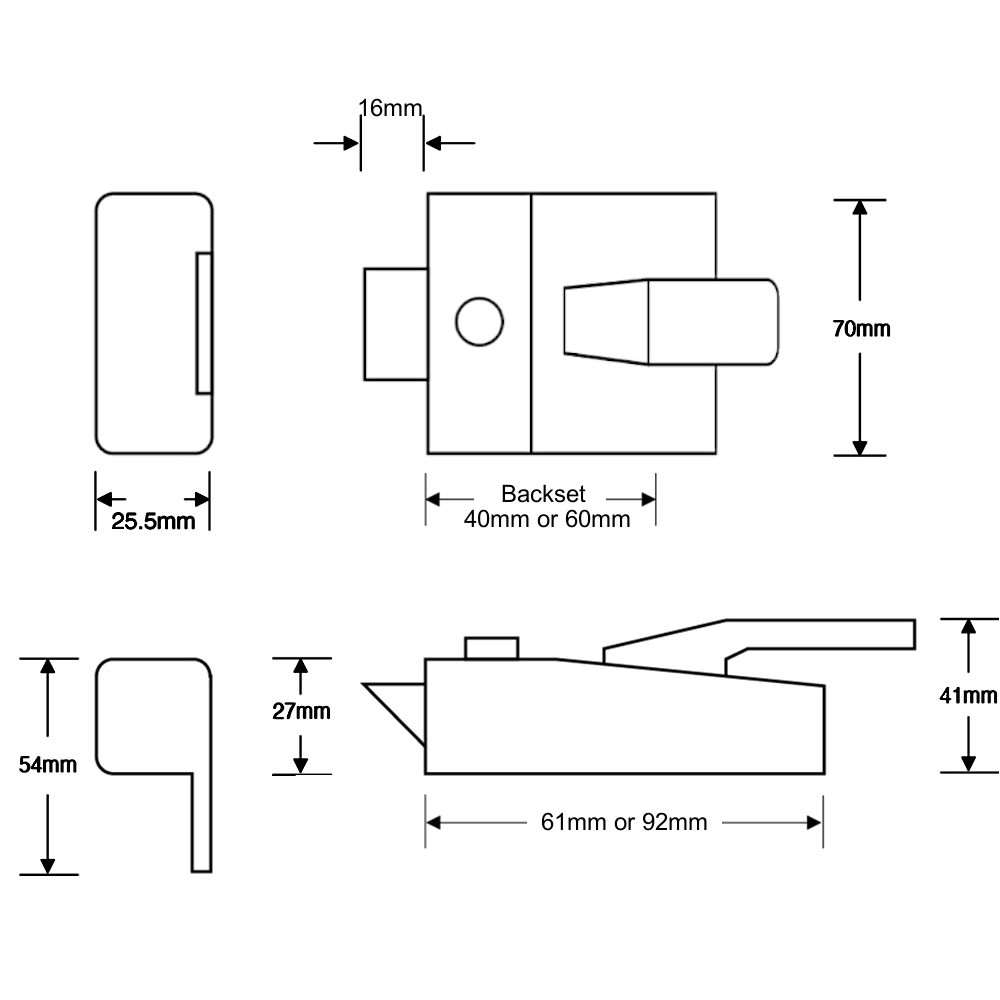 ASEC AS14 & AS18 Non-Deadlocking Nightlatch