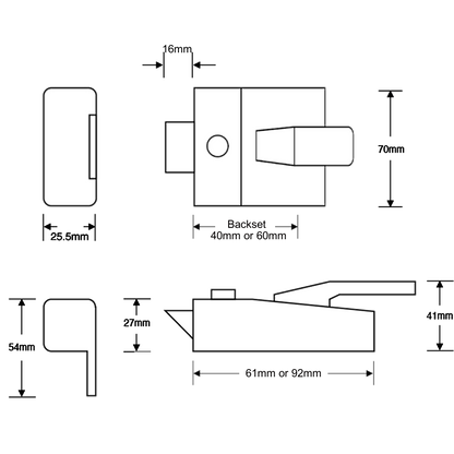 ASEC AS14 & AS18 Non-Deadlocking Nightlatch