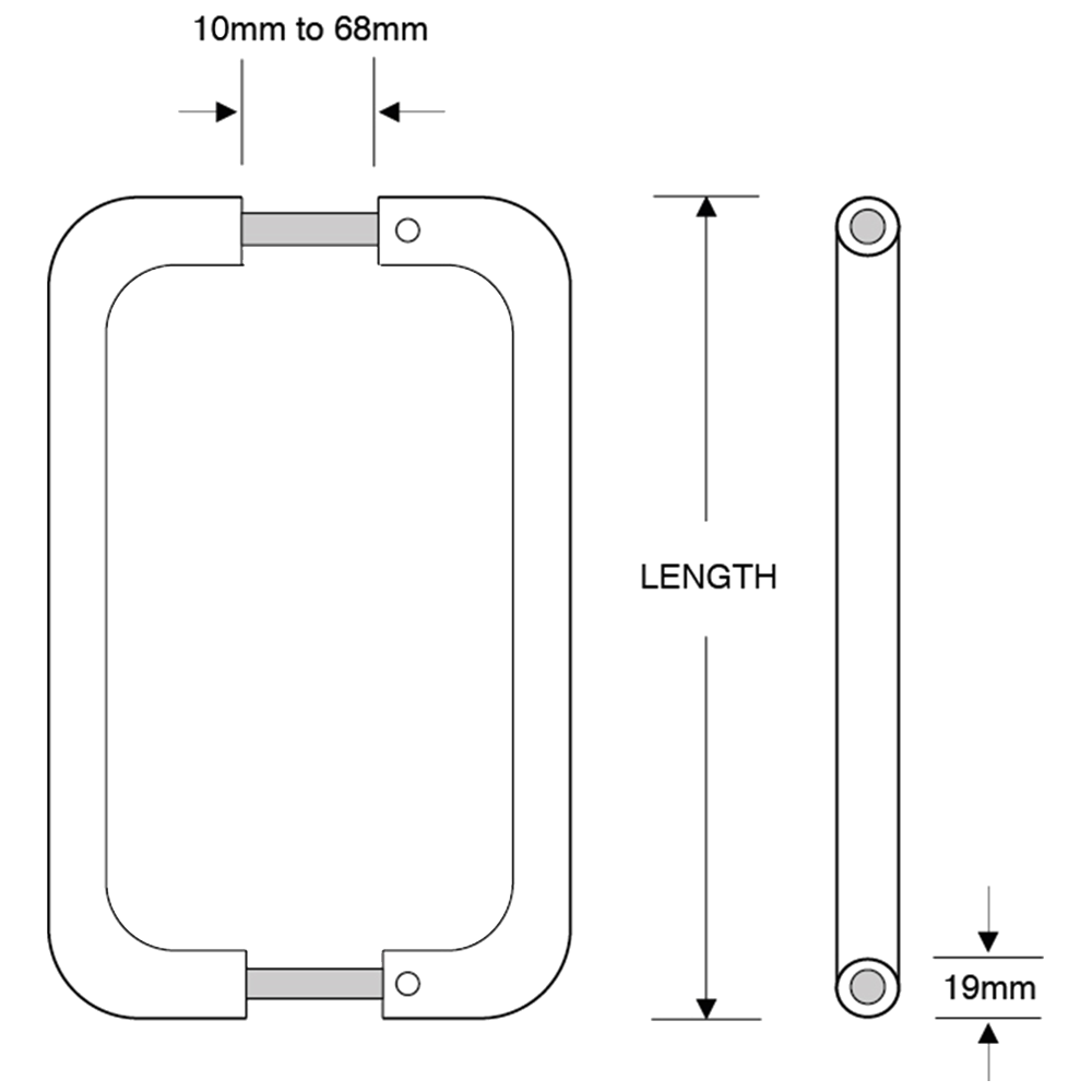 ASEC Back To Back Stainless Steel Pull Handle