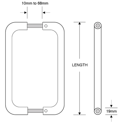 ASEC Back To Back Stainless Steel Pull Handle