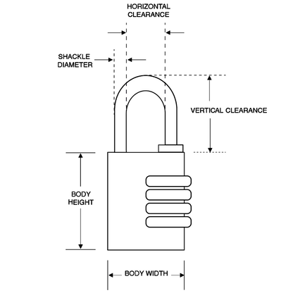 ASEC Brass Open Shackle Combination Padlock