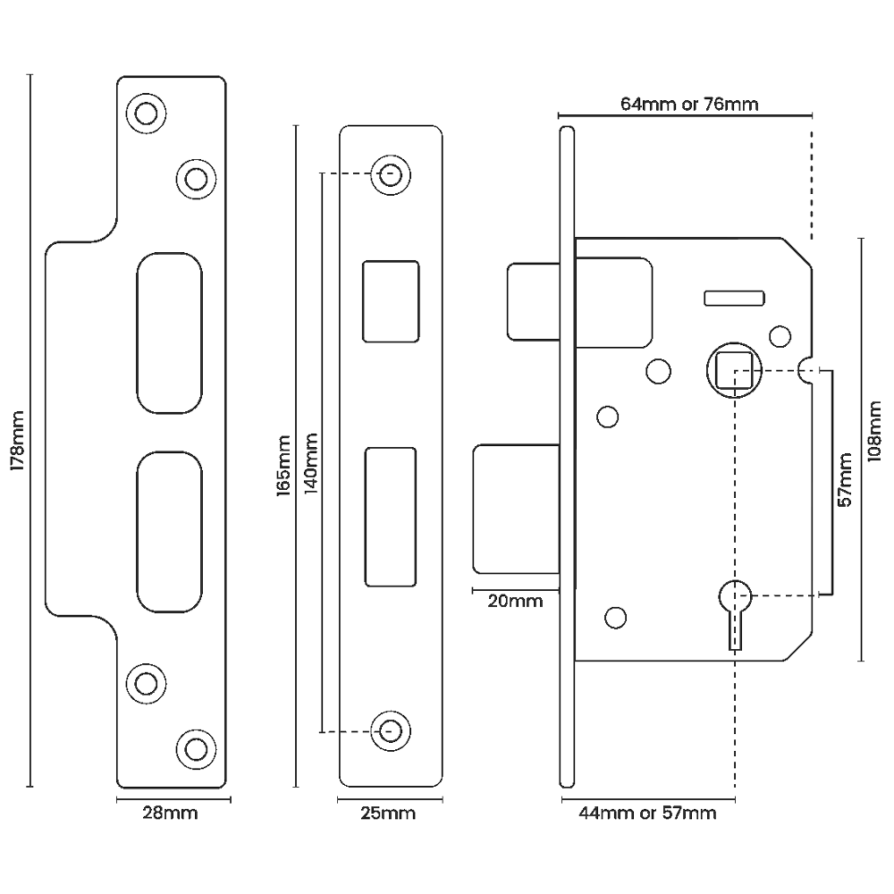 ASEC BS 5 Lever British Standard Sashlock