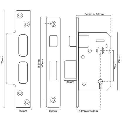 ASEC BS 5 Lever British Standard Sashlock