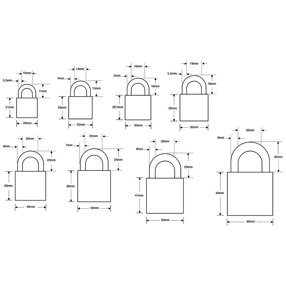 ASEC KA Open Shackle Brass Padlock