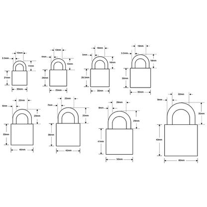 ASEC KA Open Shackle Brass Padlock