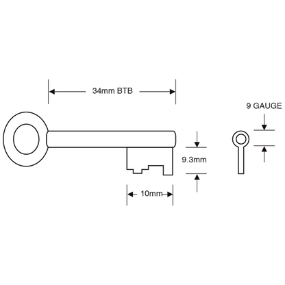 ASEC Pre-Cut Pipe Padlock Key To Suit FB1 Marsden Fire Brigade Locks