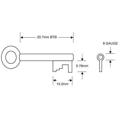 ASEC Pre-Cut Pipe Padlock Key To Suit FB11 Marsden Fire Brigade Locks