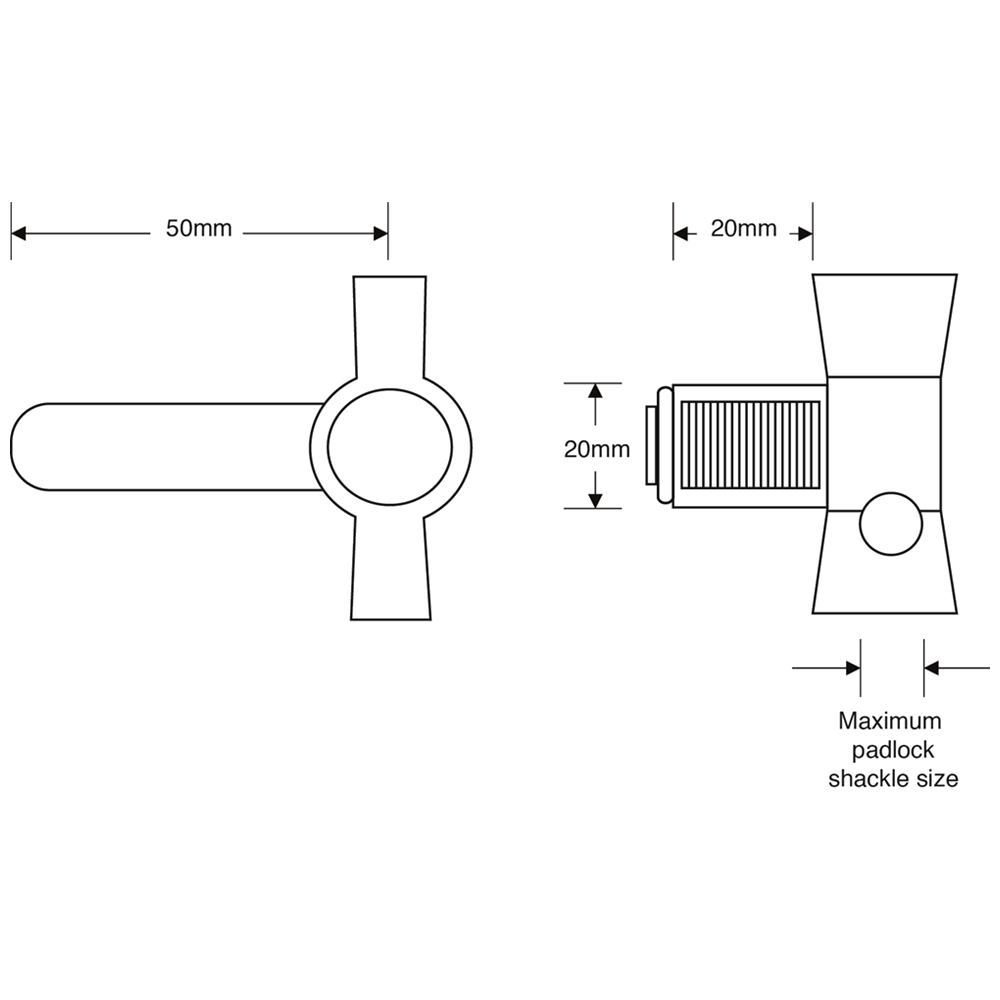 ASEC 20mm Latchlock Straight Cam To Accept Padlock