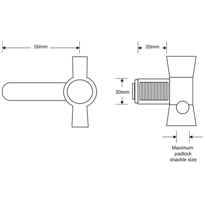 ASEC 20mm Latchlock Straight Cam To Accept Padlock