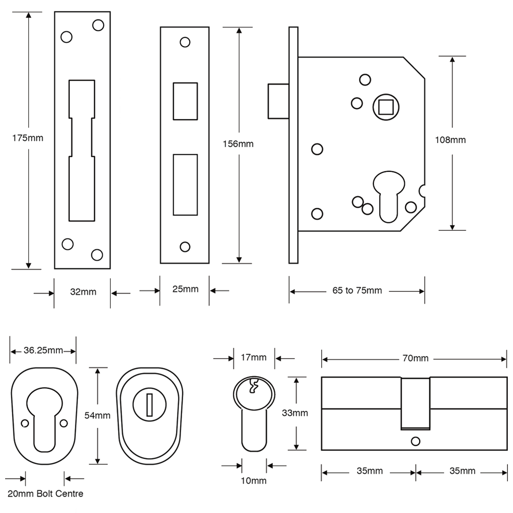 ASEC BS3621 Double Euro Mortice Sashlock