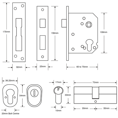 ASEC BS3621 Double Euro Mortice Sashlock