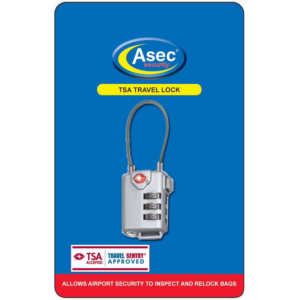 ASEC TSA Combination Luggage Cable Travel Padlock