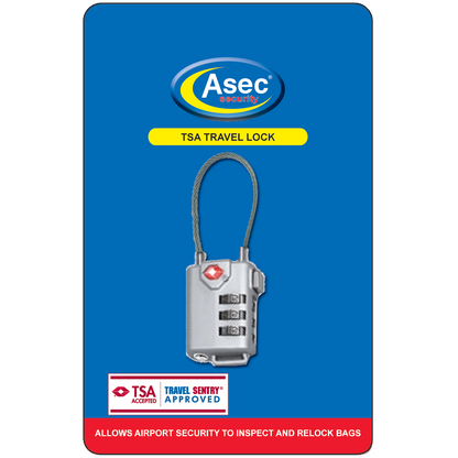 ASEC TSA Combination Luggage Cable Travel Padlock