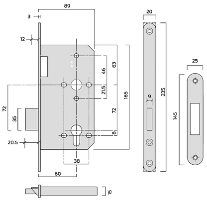 ASEC DIN Standard Euro Deadcase
