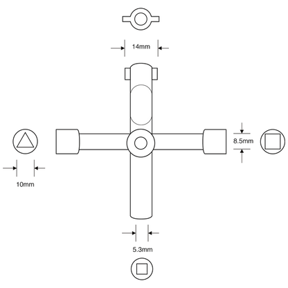 ASEC 4WUK 4 Way Utility Key