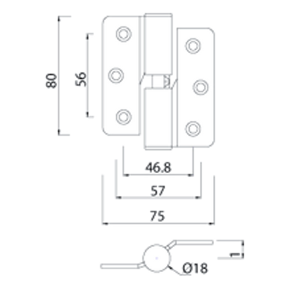 ASEC Cubicle 80mm Gravity Hinge