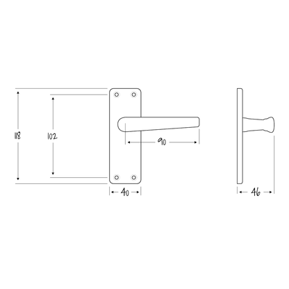 ASEC URBAN Classic Victorian Short Latch Lever on Plate Door Furniture