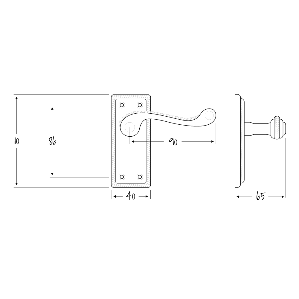 ASEC URBAN Classic Georgian Short Latch Lever on Plate Door Furniture