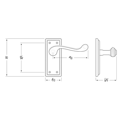 ASEC URBAN Classic Georgian Short Latch Lever on Plate Door Furniture