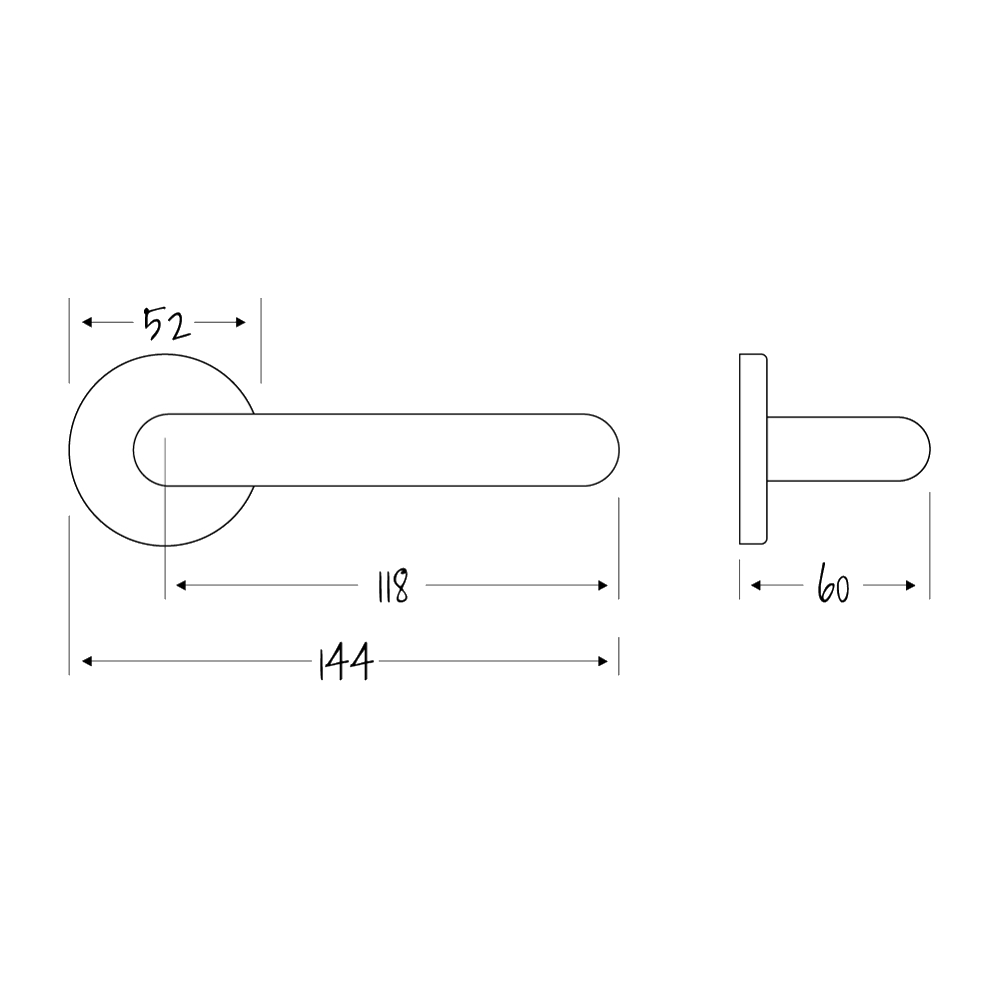 ASEC URBAN Portland P5 Return Bar Lever on Round Rose Door Furniture