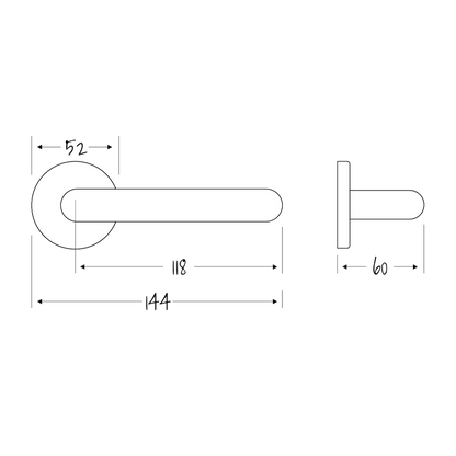 ASEC URBAN Portland P5 Return Bar Lever on Round Rose Door Furniture