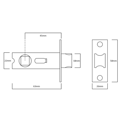 ASEC Bolt Through Tubular Mortice Latch