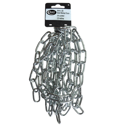 ASEC Steel Welded Chain Silver 2.5m Length