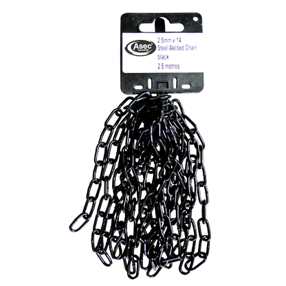 ASEC Steel Welded Chain Black 2.5m Length