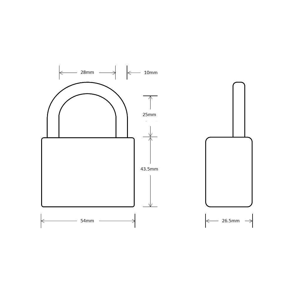 ASEC Open Shackle Padlock with Removable Cylinder