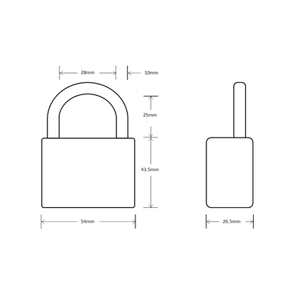 ASEC Open Shackle Padlock with Removable Cylinder