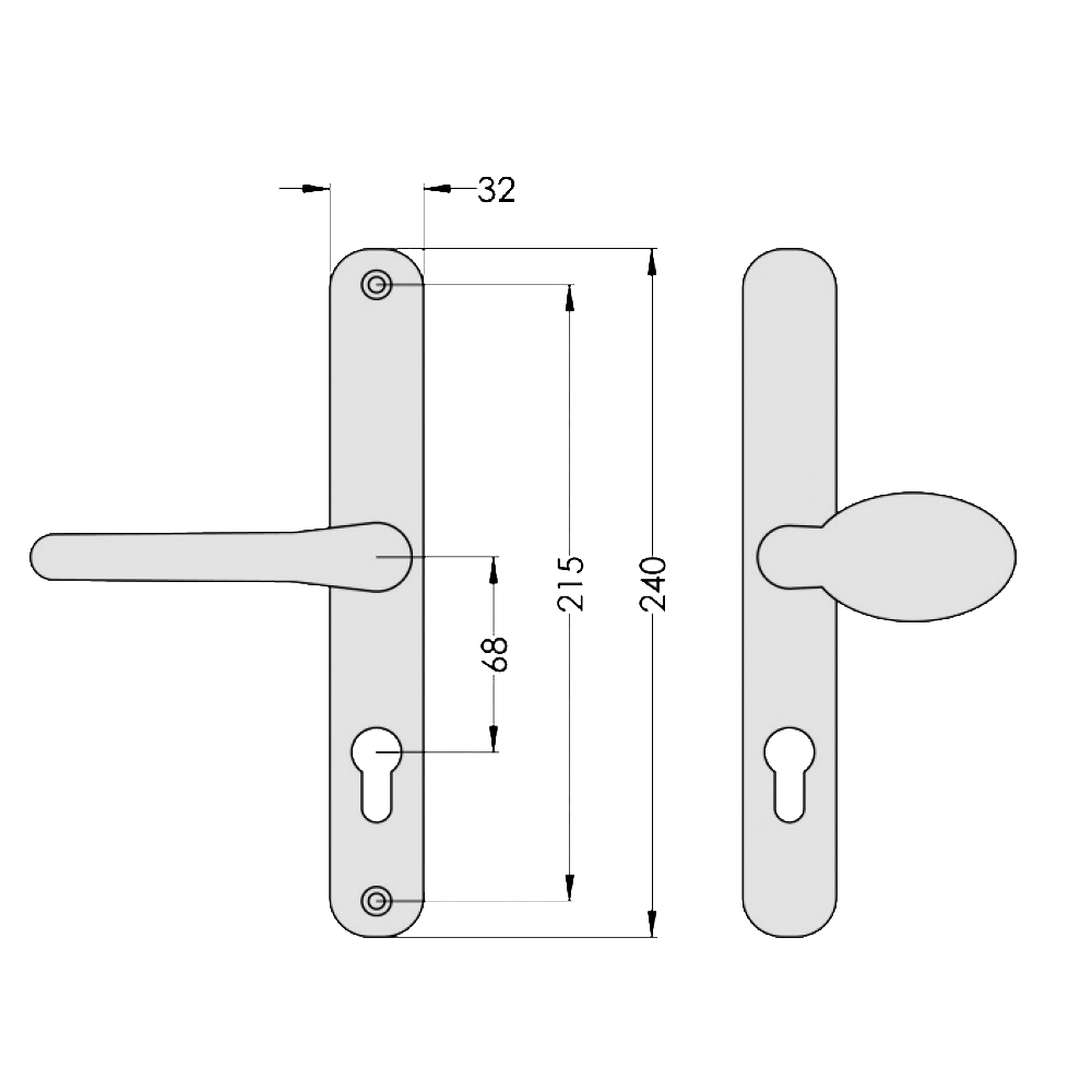 ASEC 68mm Lever Pad UPVC Door Furniture With Snib