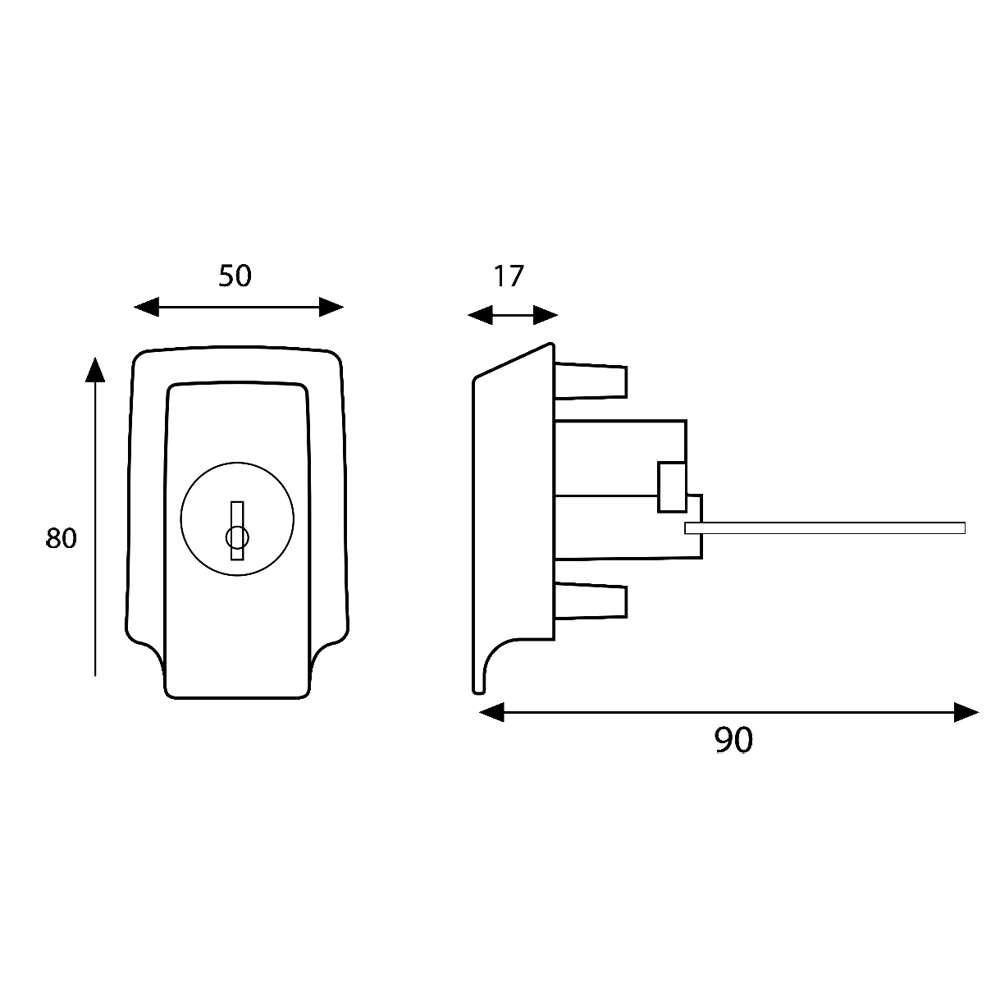 ASEC High Security Rim Cylinder Pull With Cylinder